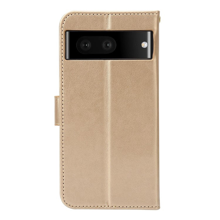 For Google Pixel 7 5G Anti-scratch Dustproof Phone Cover Wallet Stand PU Leather Imprinting Flower Butterflies Cell Phone Case - Gold