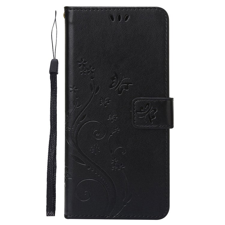 For Google Pixel 7 5G Anti-scratch Dustproof Phone Cover Wallet Stand PU Leather Imprinting Flower Butterflies Cell Phone Case - Black