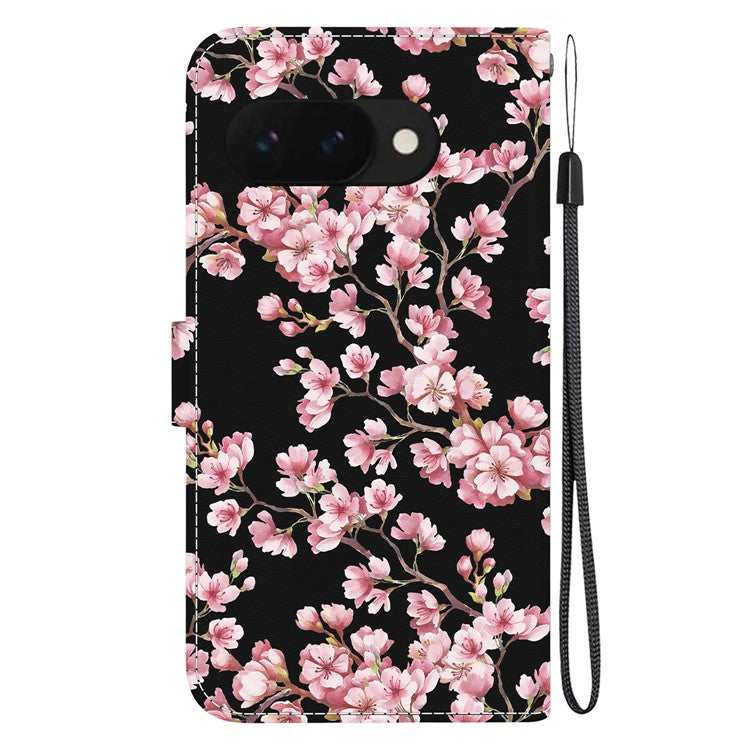 For Google Pixel 9a Wallet Phone Case Anti-Drop Leather Flip Cover Pattern Printing - Plum Blossom