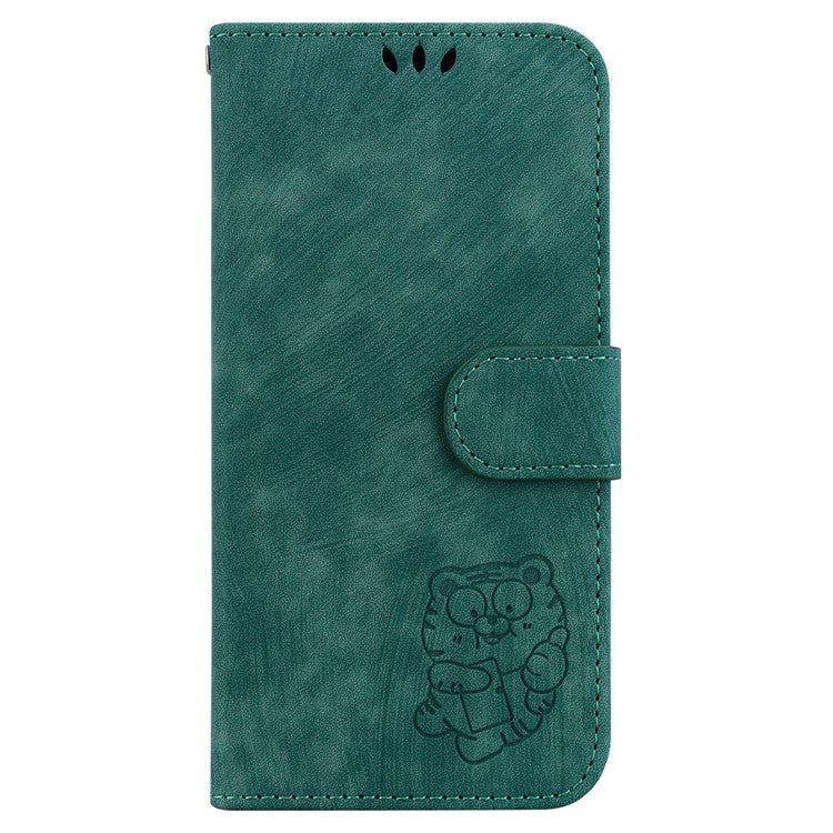 For Google Pixel 9a Wallet Case Tiger Imprint Leather Shockproof Phone Cover - Green