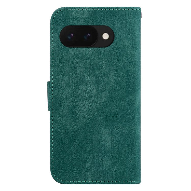 For Google Pixel 9a Wallet Case Tiger Imprint Leather Shockproof Phone Cover - Green