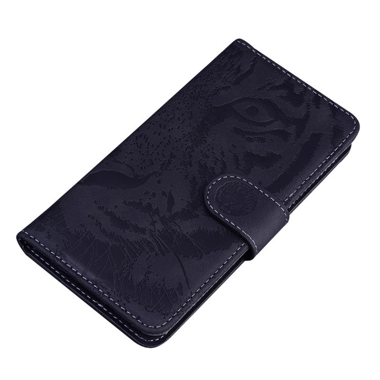 For Google Pixel 9a Case Tiger Imprint Leather Wallet Phone Cover - Black