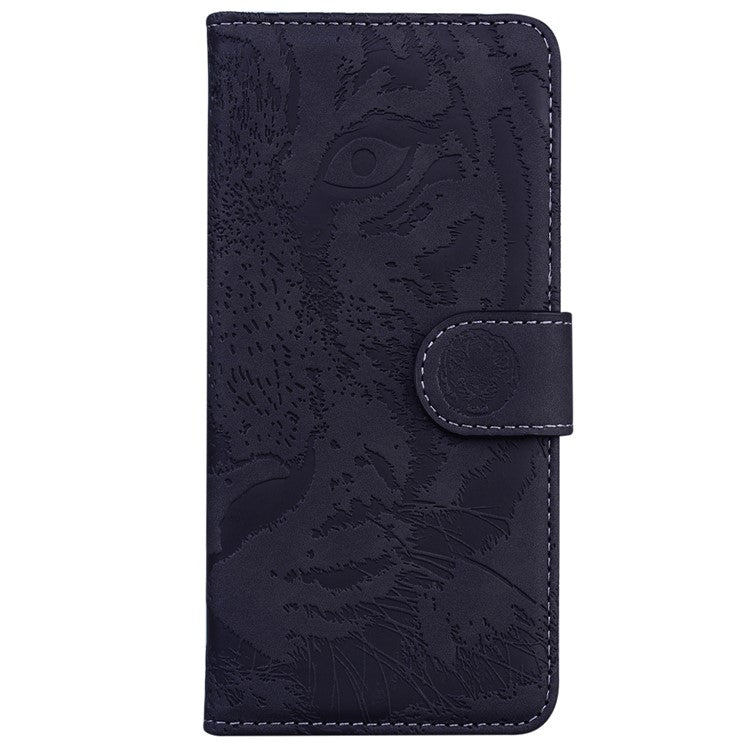 For Google Pixel 9a Case Tiger Imprint Leather Wallet Phone Cover - Black