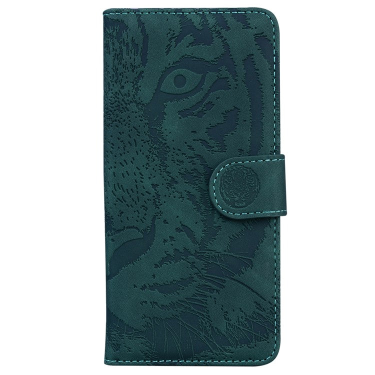 For Google Pixel 9a Case Tiger Imprint Leather Wallet Phone Cover - Green