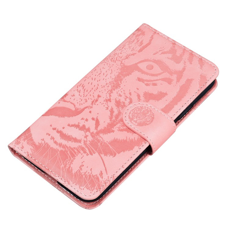 For Google Pixel 9a Case Tiger Imprint Leather Wallet Phone Cover - Pink