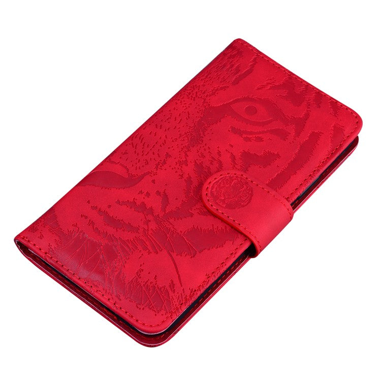 For Google Pixel 9a Case Tiger Imprint Leather Wallet Phone Cover - Red