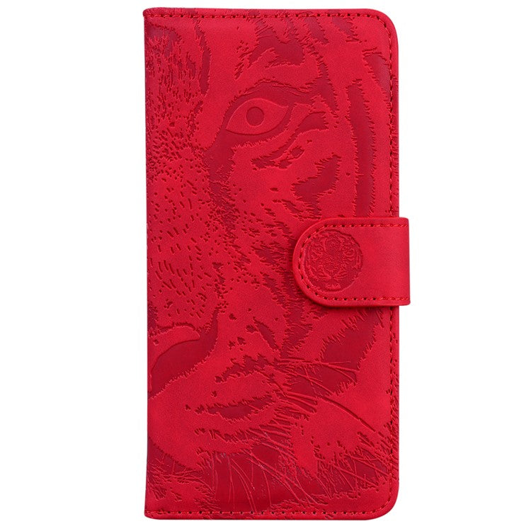 For Google Pixel 9a Case Tiger Imprint Leather Wallet Phone Cover - Red