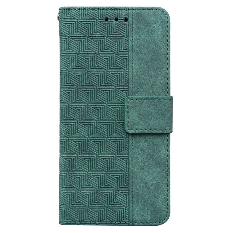 For Google Pixel 9a Case Geometry Pattern Leather Wallet Phone Cover - Green