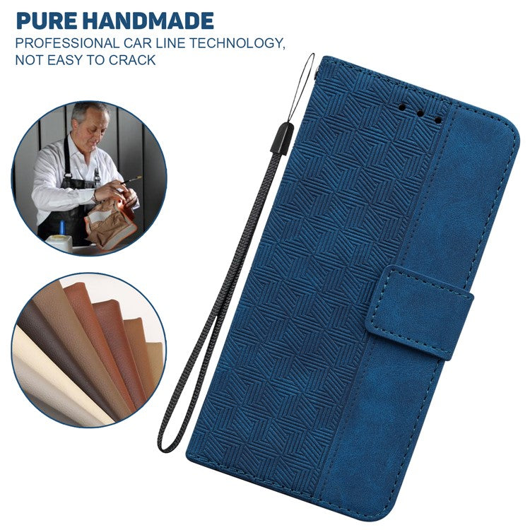 For Google Pixel 9a Case Geometry Pattern Leather Wallet Phone Cover - Blue