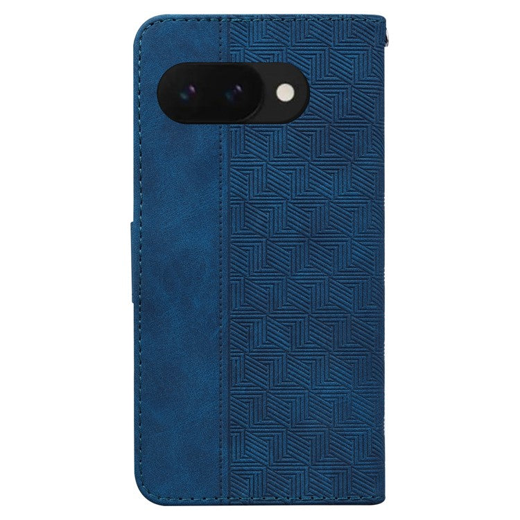 For Google Pixel 9a Case Geometry Pattern Leather Wallet Phone Cover - Blue