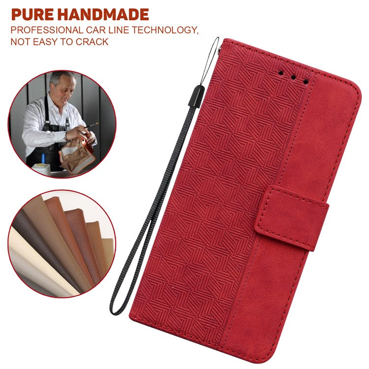 For Google Pixel 9a Case Geometry Pattern Leather Wallet Phone Cover - Red