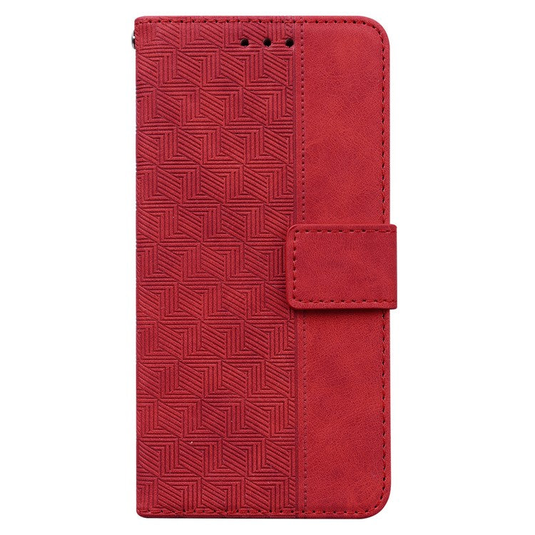 For Google Pixel 9a Case Geometry Pattern Leather Wallet Phone Cover - Red