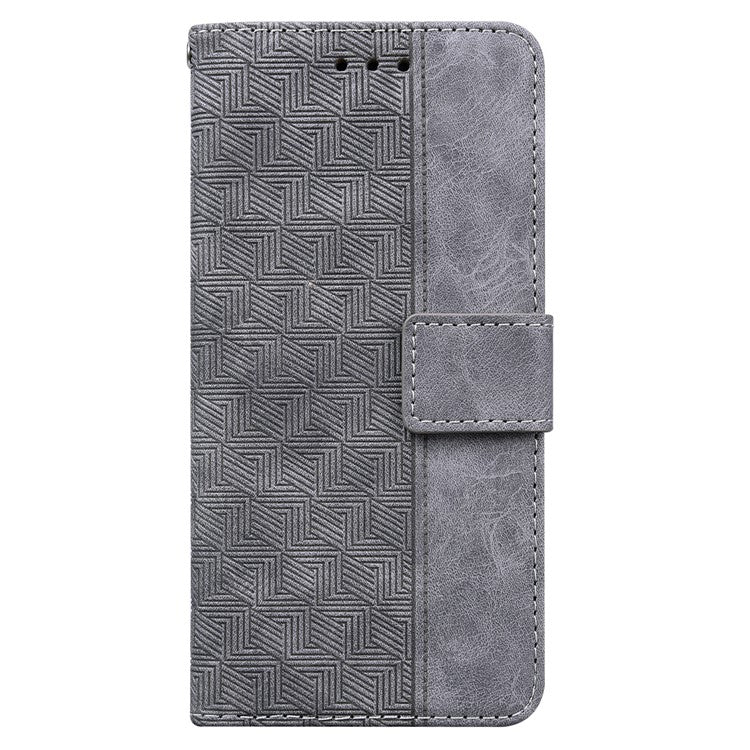 For Google Pixel 9a Case Geometry Pattern Leather Wallet Phone Cover - Grey