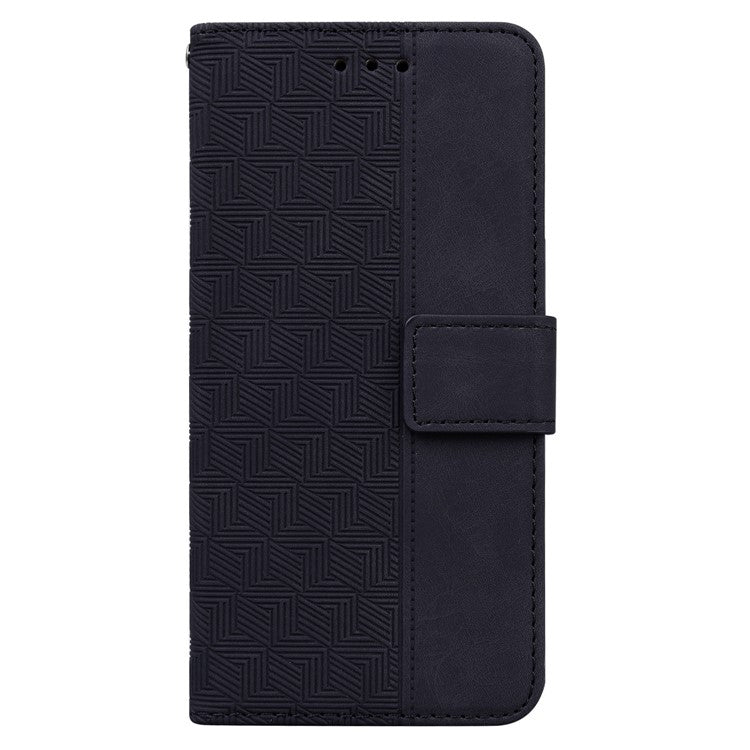 For Google Pixel 9a Case Geometry Pattern Leather Wallet Phone Cover - Black