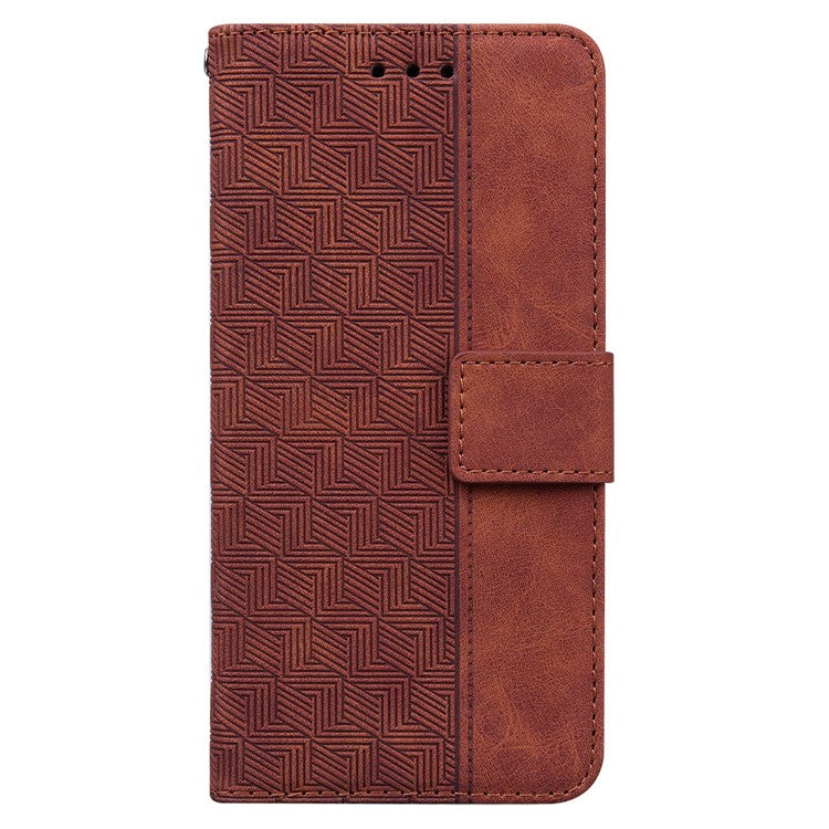 For Google Pixel 9a Case Geometry Pattern Leather Wallet Phone Cover - Brown