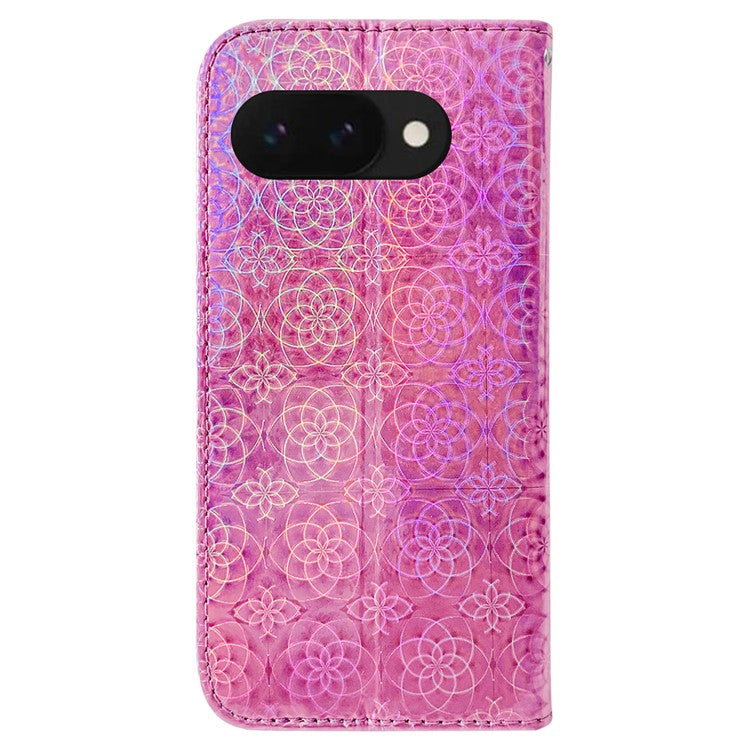 For Google Pixel 9a Stand Case Dazzling Flower Leather Phone Cover - Pink