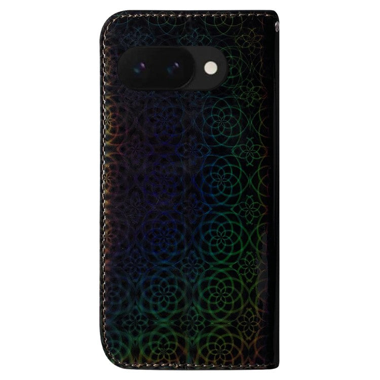 For Google Pixel 9a Stand Case Dazzling Flower Leather Phone Cover - Black