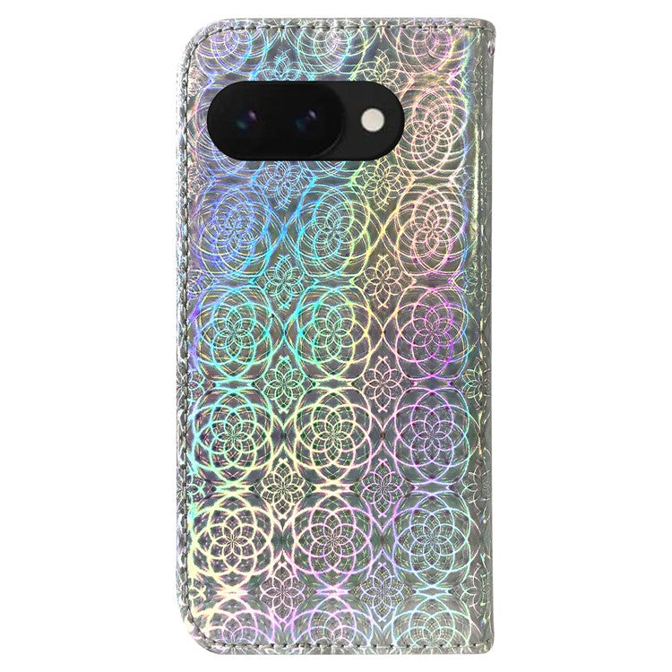 For Google Pixel 9a Stand Case Dazzling Flower Leather Phone Cover - Grey