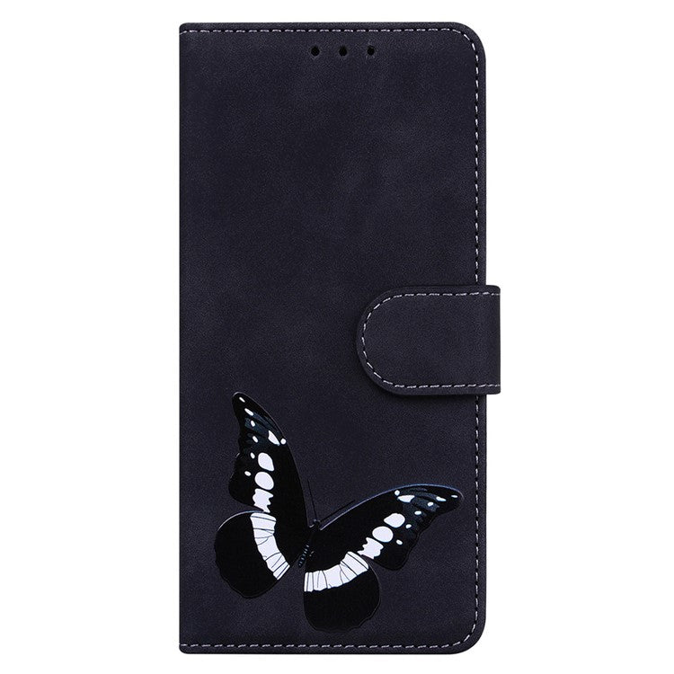 For Google Pixel 9a Stand Case PU Leather Phone Cover Butterfly Printed - Black