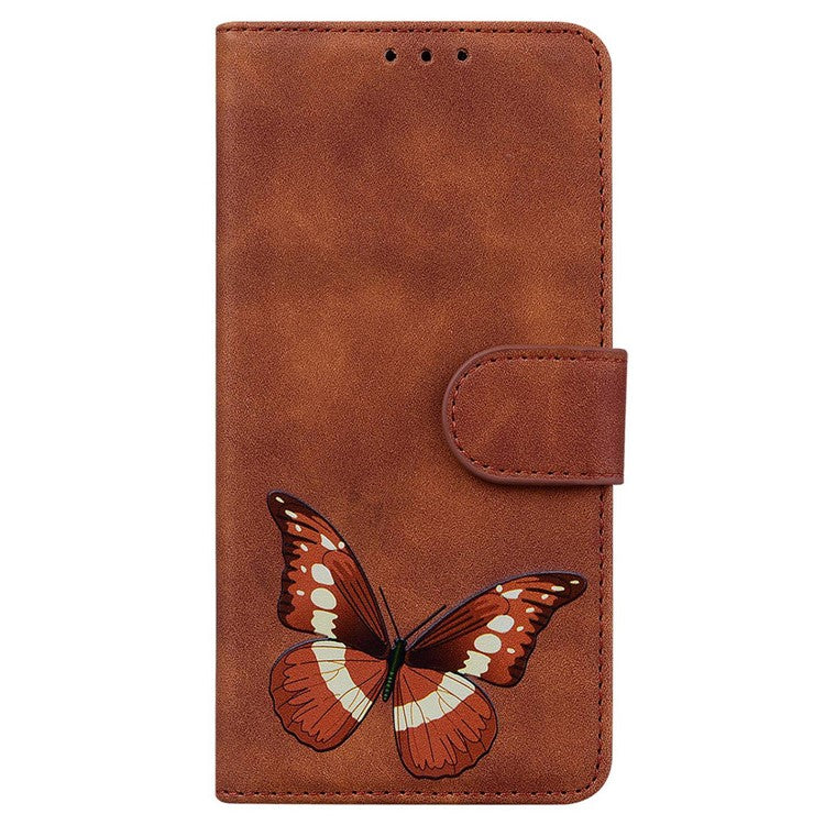 For Google Pixel 9a Stand Case PU Leather Phone Cover Butterfly Printed - Brown