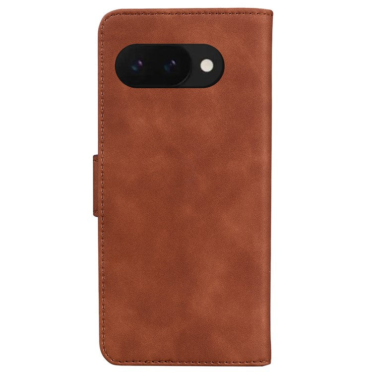 For Google Pixel 9a Stand Case PU Leather Phone Cover Butterfly Printed - Brown