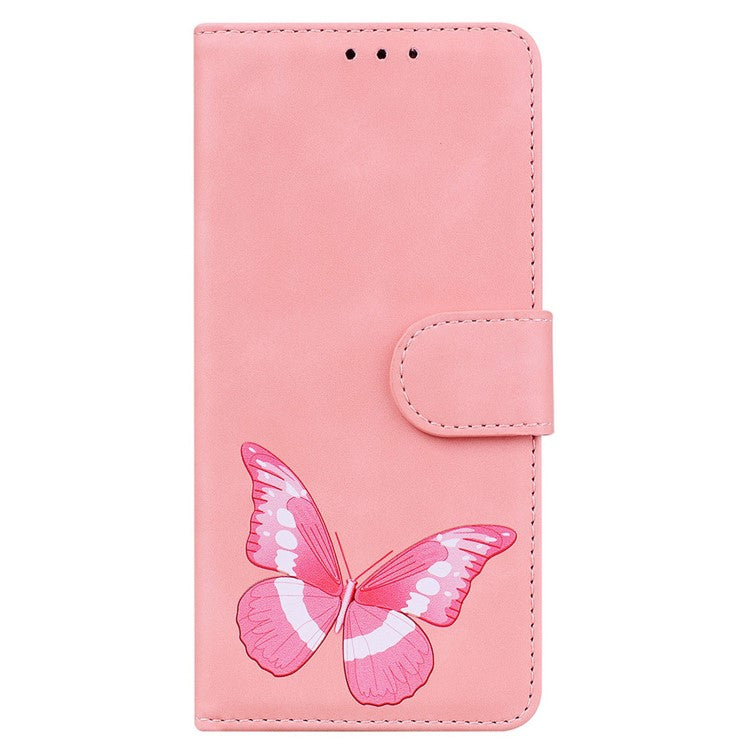 For Google Pixel 9a Stand Case PU Leather Phone Cover Butterfly Printed - Pink