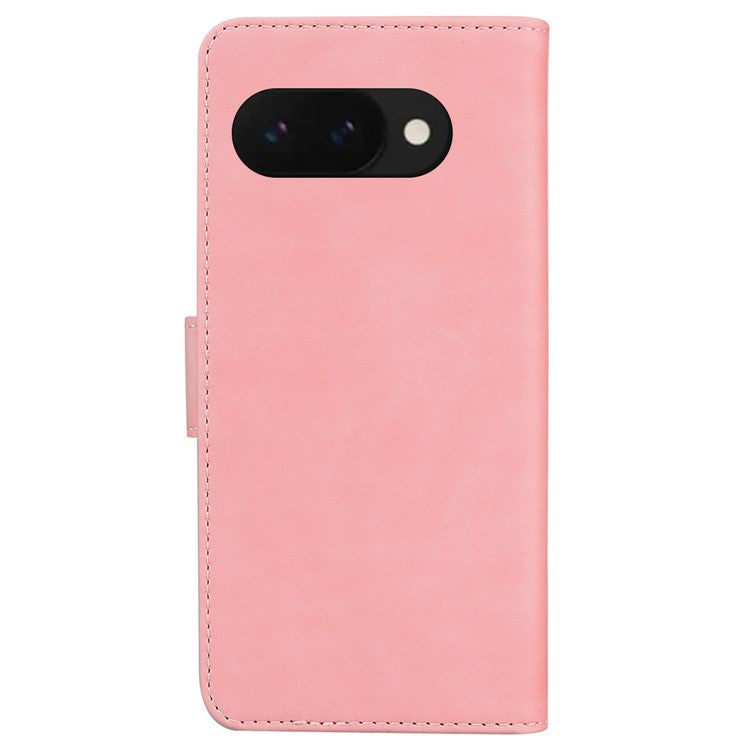 For Google Pixel 9a Stand Case PU Leather Phone Cover Butterfly Printed - Pink