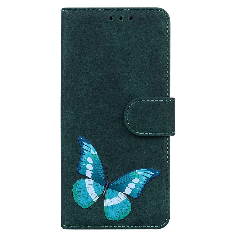 For Google Pixel 9a Stand Case PU Leather Phone Cover Butterfly Printed - Green