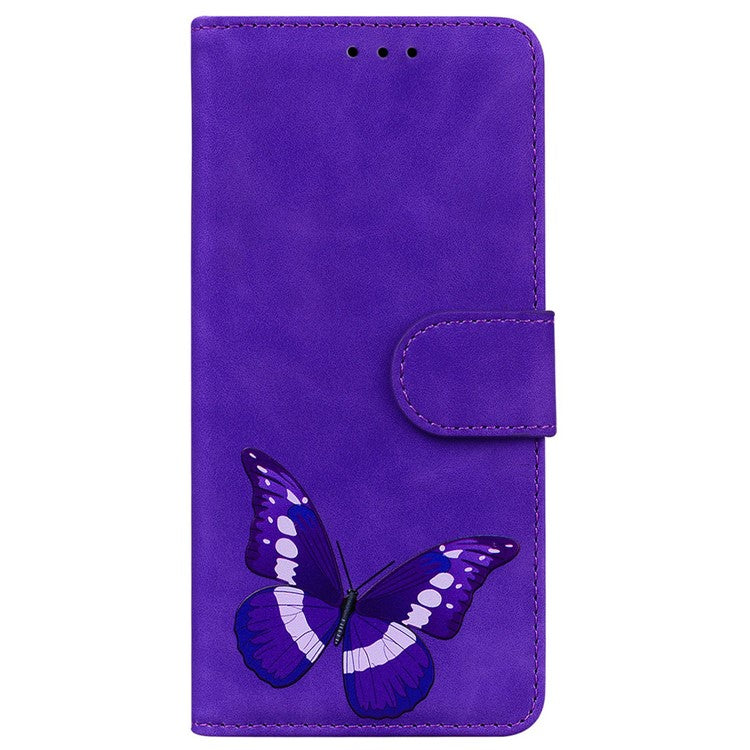 For Google Pixel 9a Stand Case PU Leather Phone Cover Butterfly Printed - Purple