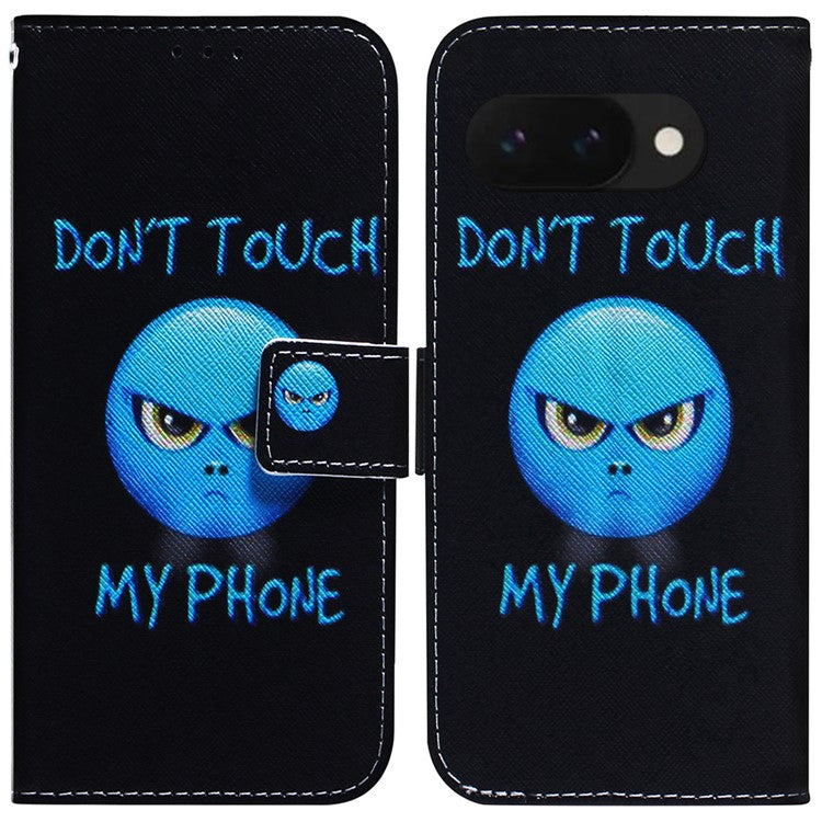 For Google Pixel 9a Wallet Case Pattern Print Leather Phone Cover - Don't Touch My Phone