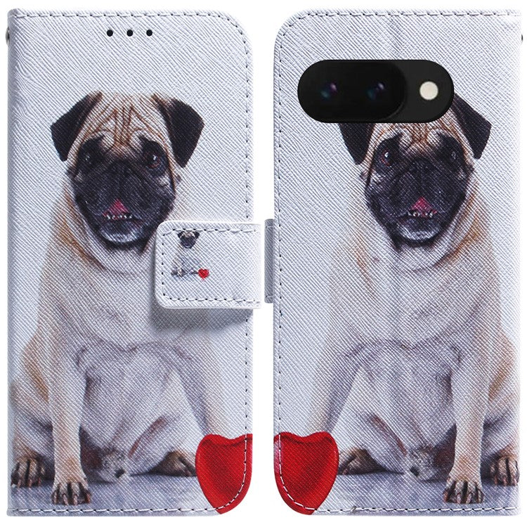 For Google Pixel 9a Wallet Case Pattern Print Leather Phone Cover - Dog