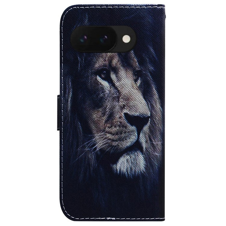 For Google Pixel 9a Wallet Case Pattern Print Leather Phone Cover - Lion