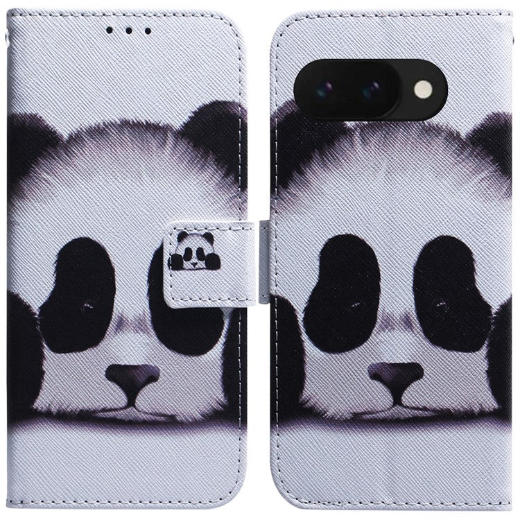 For Google Pixel 9a Wallet Case Pattern Print Leather Phone Cover - Panda