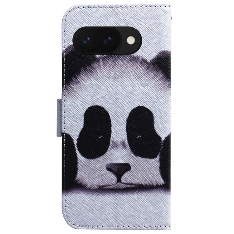 For Google Pixel 9a Wallet Case Pattern Print Leather Phone Cover - Panda