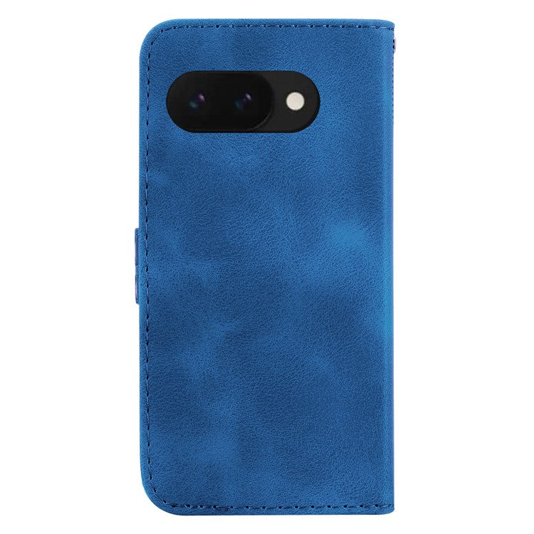 For Google Pixel 9a Stand Case 7-Shaped Pattern Imprint Leather Phone Cover - Dark Blue