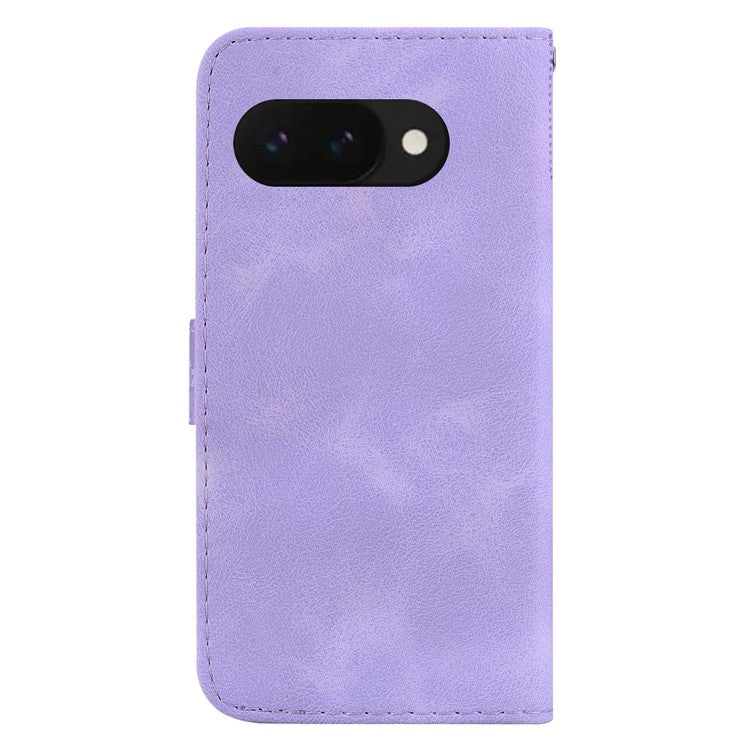 For Google Pixel 9a Stand Case 7-Shaped Pattern Imprint Leather Phone Cover - Purple