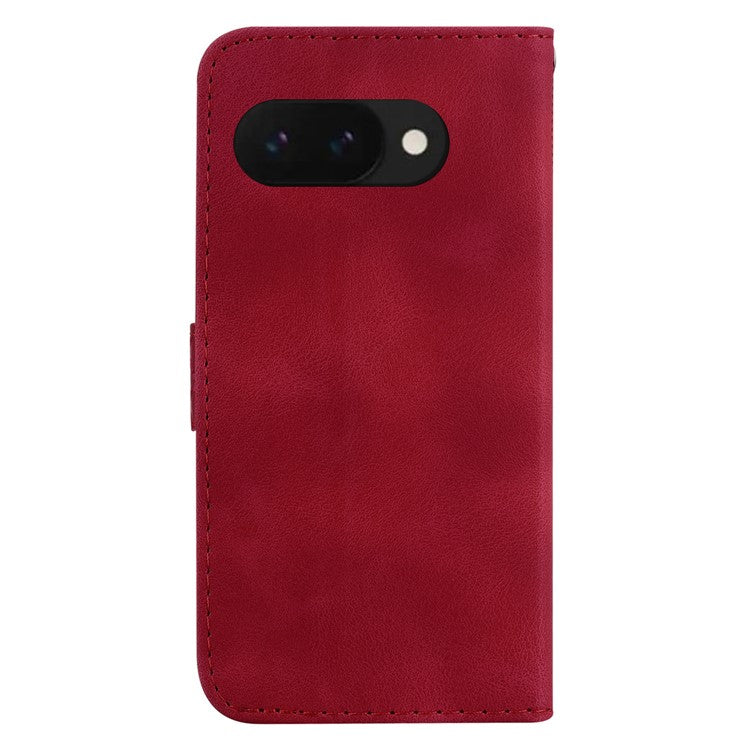 For Google Pixel 9a Stand Case 7-Shaped Pattern Imprint Leather Phone Cover - Red