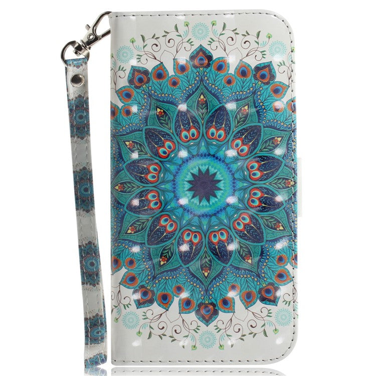 For Google Pixel 9a Case Pattern Printing Leather Wallet Phone Cover - Peacock Wreath