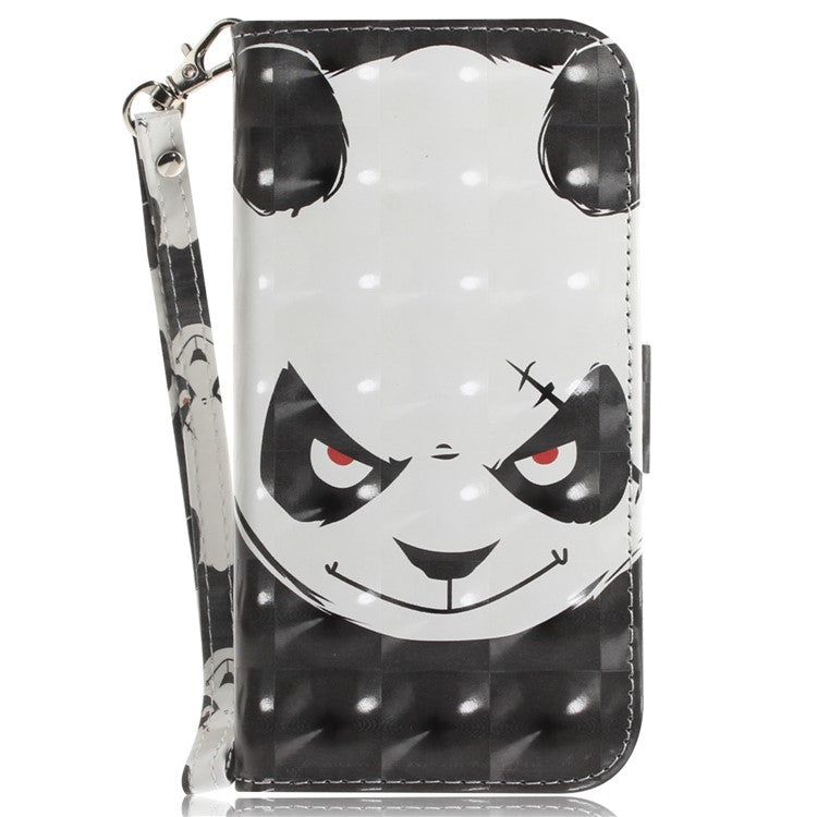 For Google Pixel 9a Case Pattern Printing Leather Wallet Phone Cover - Angry Panda