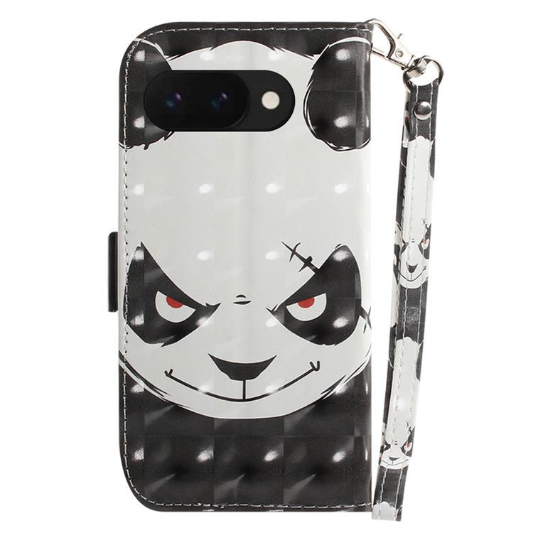 For Google Pixel 9a Case Pattern Printing Leather Wallet Phone Cover - Angry Panda