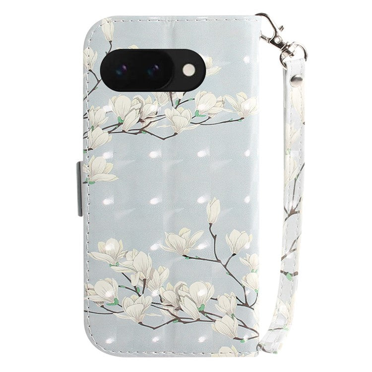 For Google Pixel 9a Case Pattern Printing Leather Wallet Phone Cover - Magnolia