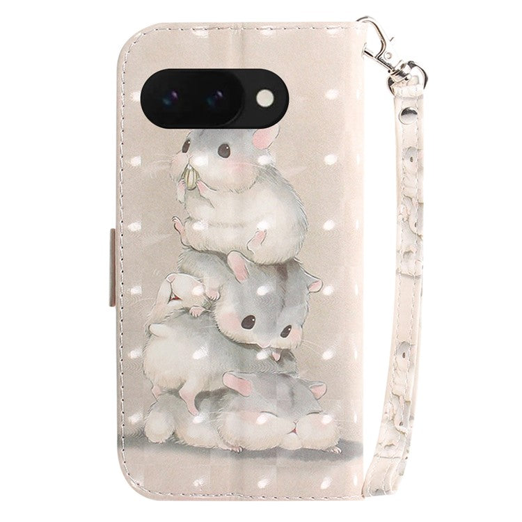 For Google Pixel 9a Case Pattern Printing Leather Wallet Phone Cover - Stacking Squirrels