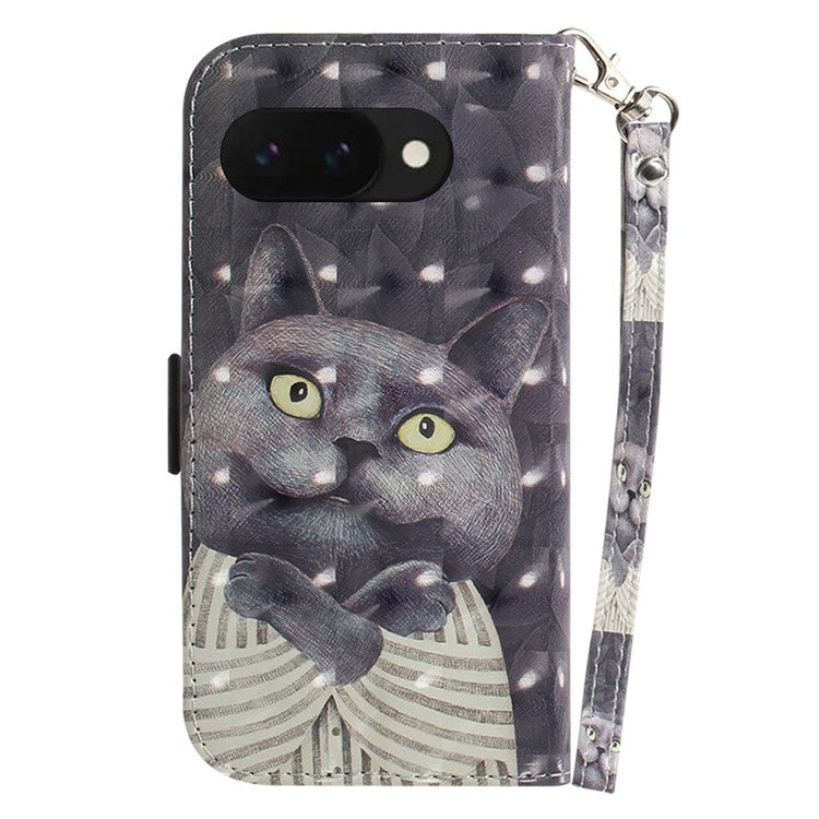 For Google Pixel 9a Case Pattern Printing Leather Wallet Phone Cover - Embracing Cat