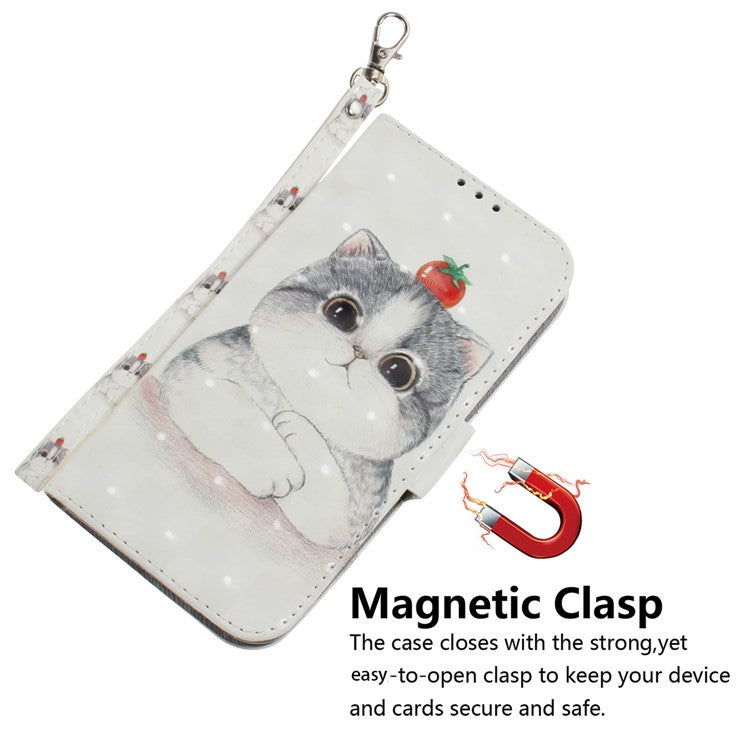 For Google Pixel 9a Case Pattern Printing Leather Wallet Phone Cover - Cute Cat