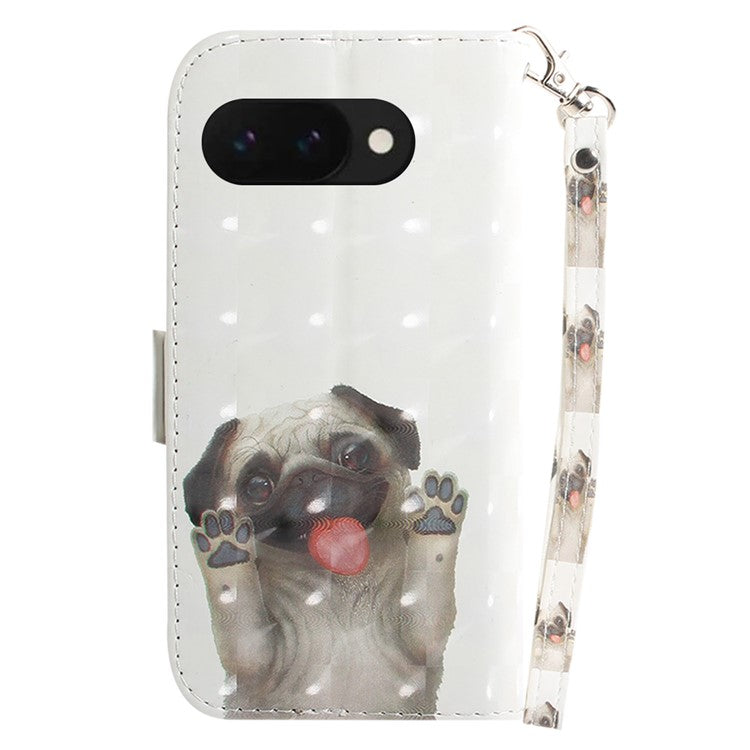 For Google Pixel 9a Case Pattern Printing Leather Wallet Phone Cover - Pug