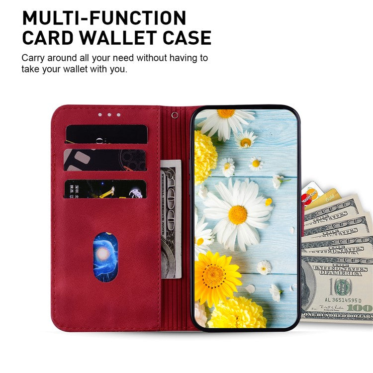 For Google Pixel 9a Case Lily Flower Imprint Leather Phone Cover with Stand - Red