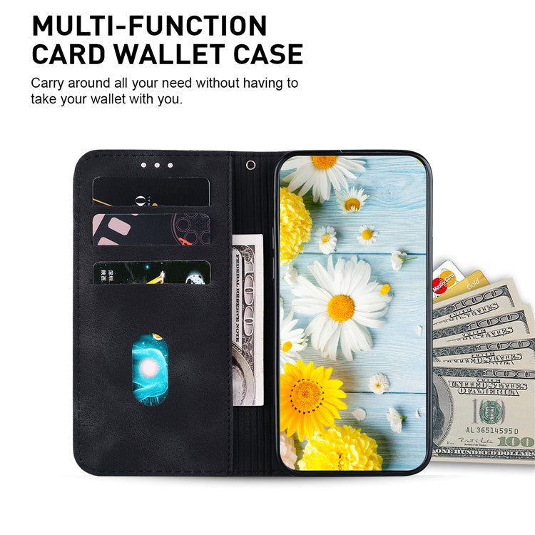 For Google Pixel 9a Case Lily Flower Imprint Leather Phone Cover with Stand - Black