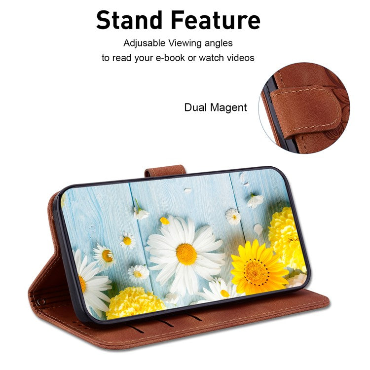 For Xiaomi Redmi Note 14 5G Case Lily Flower Imprint Leather Phone Cover with Stand - Brown