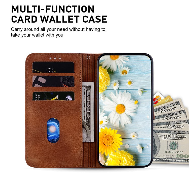 For Xiaomi Redmi Note 14 5G Case Lily Flower Imprint Leather Phone Cover with Stand - Brown