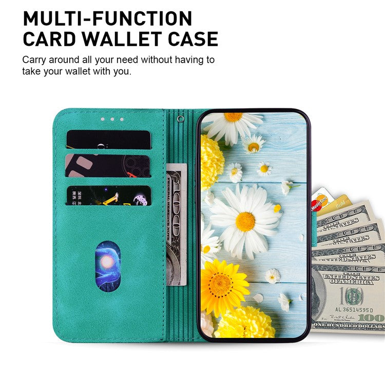 For Xiaomi Redmi Note 14 5G Case Lily Flower Imprint Leather Phone Cover with Stand - Green